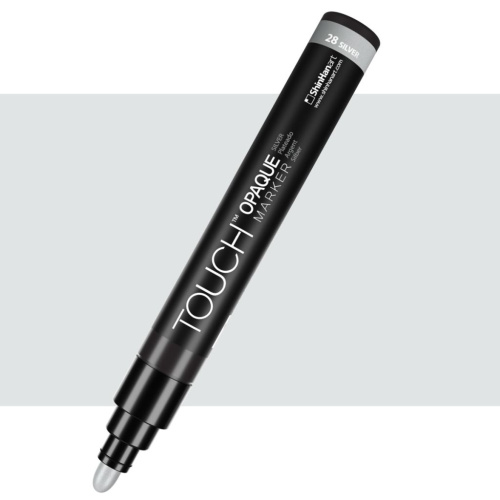 Маркер акриловый TOUCH "Opaque" наконечник средний, цвет серебряный