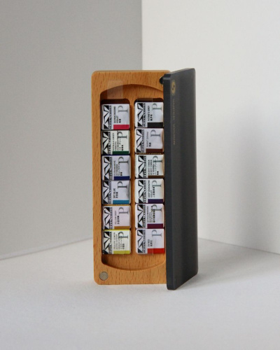 Набор акварели Super Vision 12 цв в кюветах, классическая палитра, деревянный кейс на магните