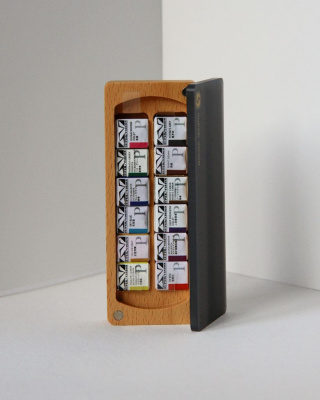 Набор акварели Super Vision 12 цв в кюветах, классическая палитра, деревянный кейс на магните