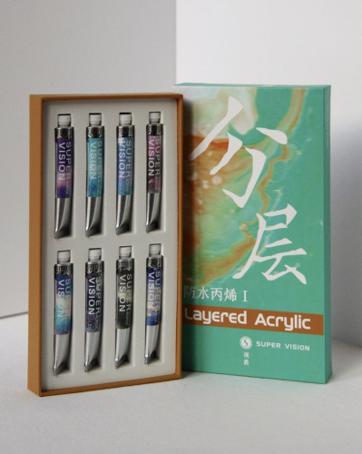 Набор акрила Super Vision с грануляцией "Acrylic layered" №1 8 цв*8 мл туба в картонной коробке