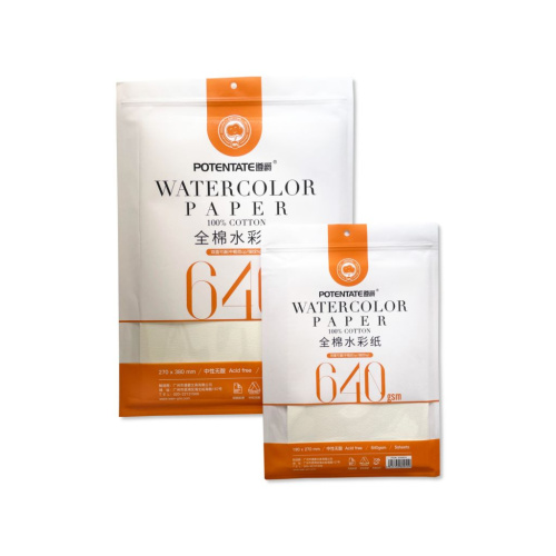Набор бумаги для акварели Potentate 640 г 100% хлопок, упаковка 5 л