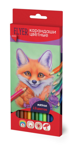 Набор карандашей цветных треугольные FLYER "Лиса" 12 шт