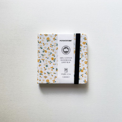 Скетчбук для акврели Potentate "Цветочки" 120х120 мм 24 л 300 г, хлопок, гладкая, с резинкой