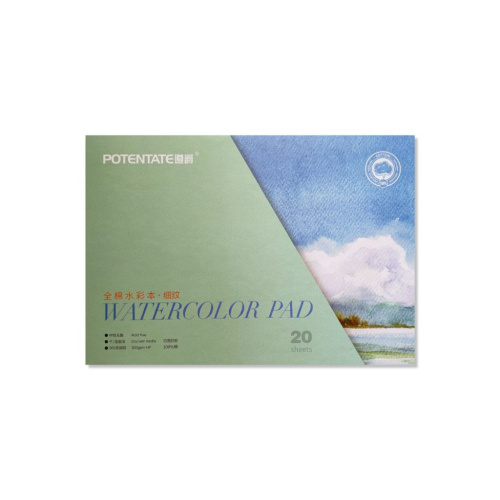 Альбом-склейка для акварели Potentate 19,5х27 см 20 л 300 г 100% хлопок, гладкое зерно