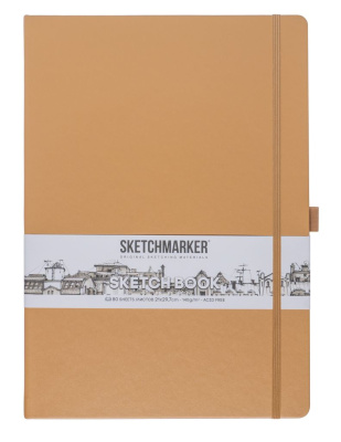 Блокнот для зарисовок Sketchmarker 21*29,7 cм 80 л 140 г, твердая обложка Капучино