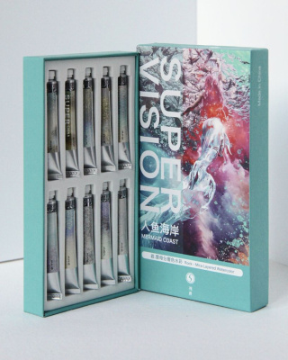 Набор акварели Super Vision "Mermaid coast", перламутры и хамелеоны, 10 цв*8 мл туба в картонной кор