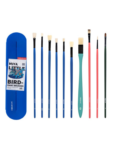 Набор кистей синтетика MIYA "Little Bird" 10 шт, голубые