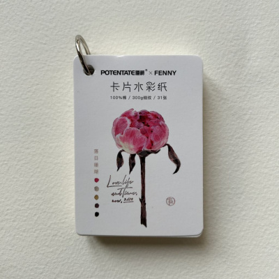 Закладка из акварельной бумаги на кольце Potentate 6,3x8,9 см 31 л 300 г, хлопок 100%, B