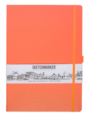 Блокнот для зарисовок Sketchmarker 21*29,7 cм 80 л 140 г, твердая обложка Неоновый коралл