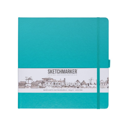 Блокнот для зарисовок Sketchmarker 20*20 cм 80 л 140 г, твердая обложка Изумрудный