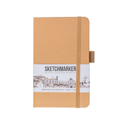 Блокнот для зарисовок Sketchmarker 9*14 cм 80 л 140 г, твердая обложка Капучино
