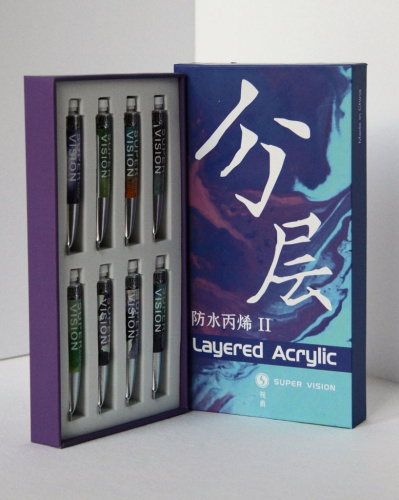 Набор акрила Super Vision с грануляцией "Acrylic layered" №2 8 цв*8 мл туба в картонной коробке