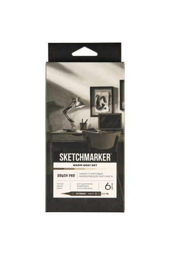 Набор маркеров Sketchmarker "Brush Pro Warm Gray Set" 6 цветов в картонной упаковке