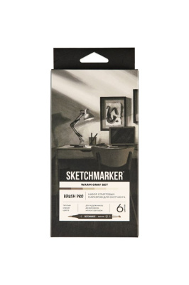 Набор маркеров Sketchmarker "Brush Pro Warm Gray Set" 6 цветов в картонной упаковке
