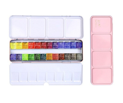 Набор акварели Paul Rubens 24 цв кювета, в розовом металлическом пенале