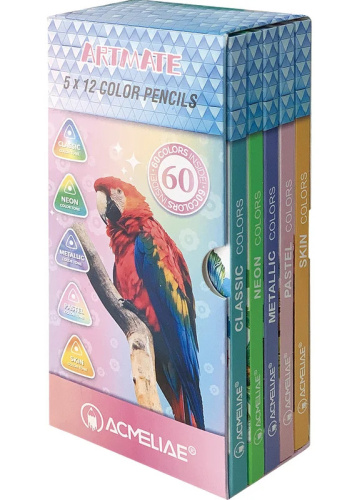 Набор карандашей цветных ACMELIAE "Artmate" 5 в 1, 60 цв