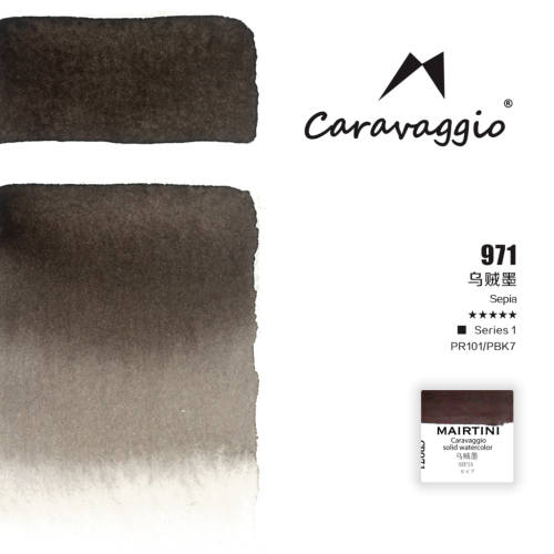Акварель Mairtini "Caravaggio Professional" полукювета, Sepia