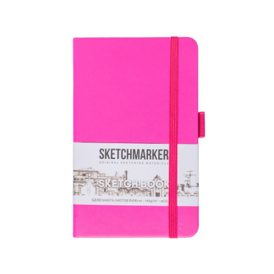 Блокнот для зарисовок Sketchmarker 9*14 cм 80 л 140 г, твердая обложка Фуксия