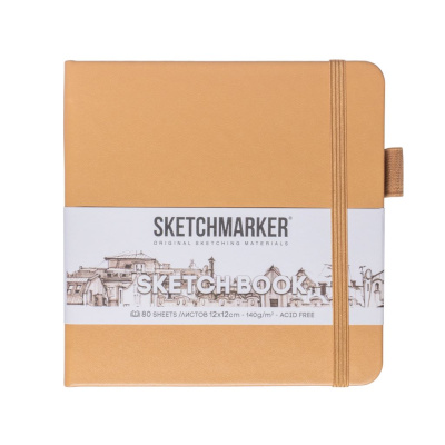 Блокнот для зарисовок Sketchmarker 12*12 cм 80 л 140 г, твердая обложка Капучино