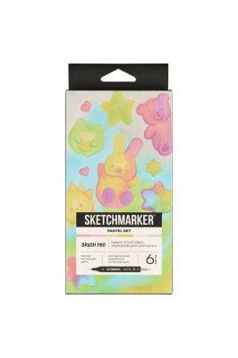 Набор маркеров Sketchmarker "Brush Pro Pastel Set" 6 цветов в картонной упаковке