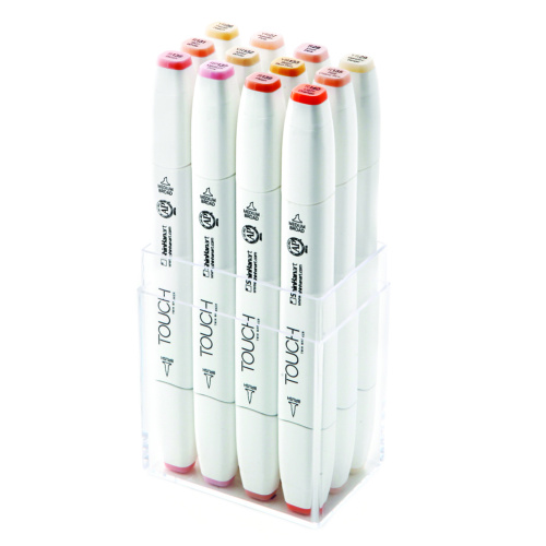 Набор маркеров Touch Twin BRUSH 12 цв, телесные тона, в пластиковом боксе