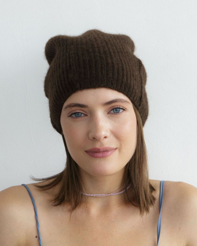 Шапка из пуха яка UL темно-коричневая