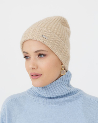 Шапка из кашемира 04217 бежевая