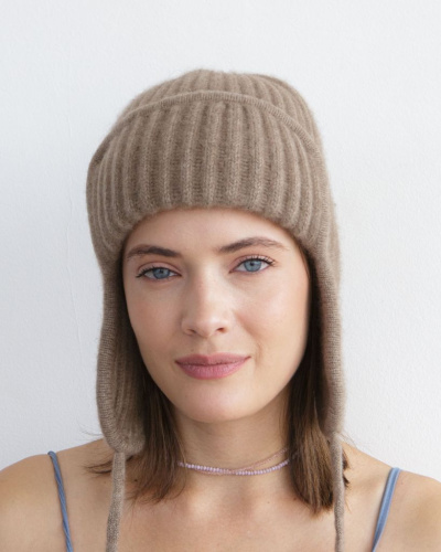 Ушанка из кашемира 3889 капучино