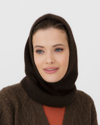 Балаклава из пуха яка 04255 темно-коричневый