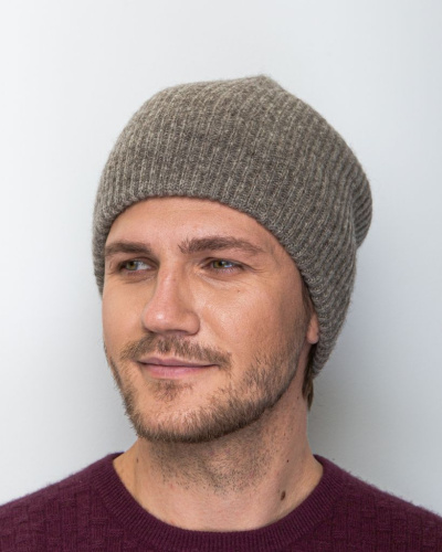 Шапка двойная из пуха яка UL серая