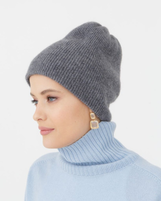 Шапка кашемировая двойная графит