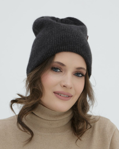 Шапка кашемировая двойная антрацит