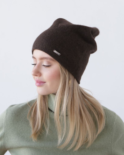 Шапка из пуха яка 04132 темно-коричневая
