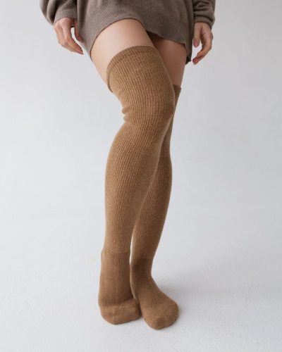 Теплые гольфы из монгольской шерсти рыжие