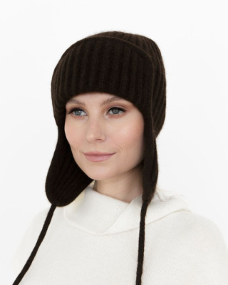 Ушанка из пуха яка UL темно-коричневая