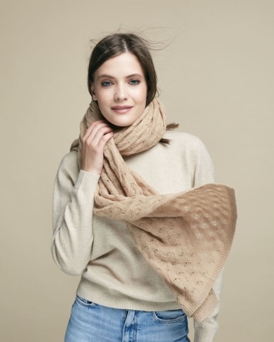 Палантин из верблюжьего пуха 15007 бежевый