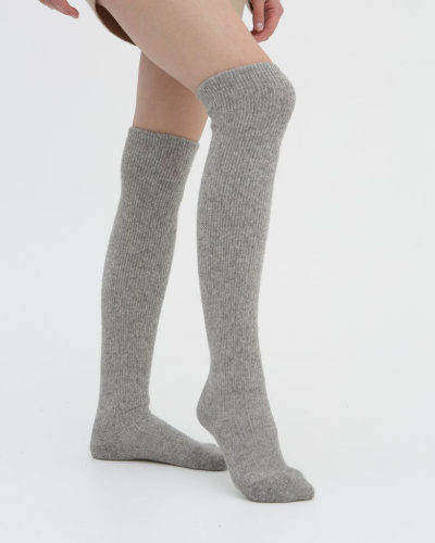 Теплые гольфы из монгольской шерсти серые