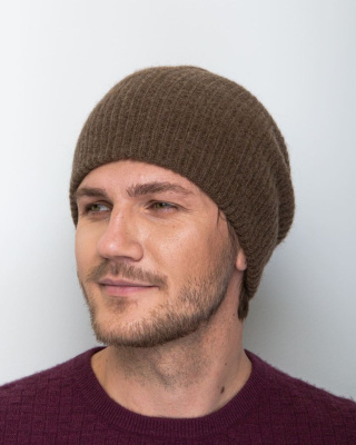 Шапка двойная из пуха яка UL коричневая