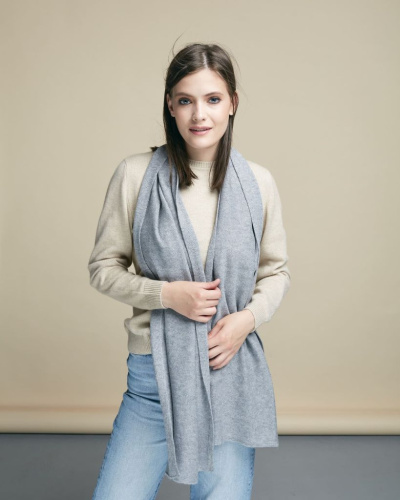 Шарф кашемировый 12028 серо-голубой