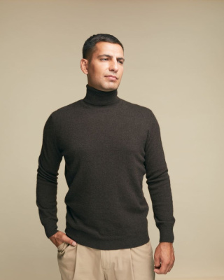 Водолазка из пуха яка 5049 темно-коричневая