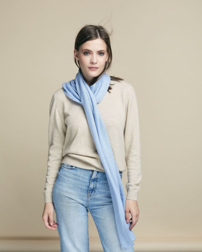 Шарф кашемировый 12028 голубой