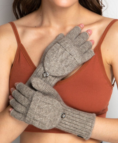 Перчатки митенки из пуха яка 55mF