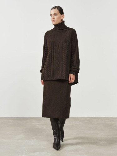 Юбка из пуха яка 07035 темно-коричневая