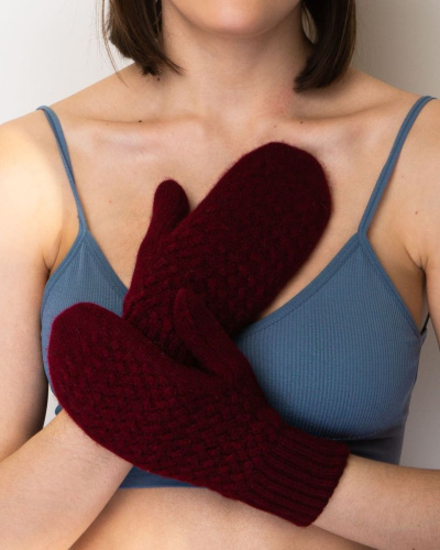 Варежки кашемировые 30109 бордовые