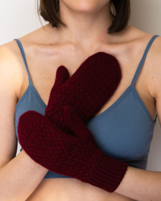 Варежки кашемировые 30109 бордовые