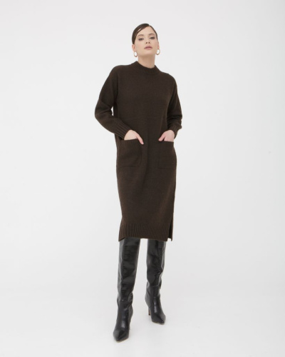 Платье из пуха яка 13094 темно-коричневое