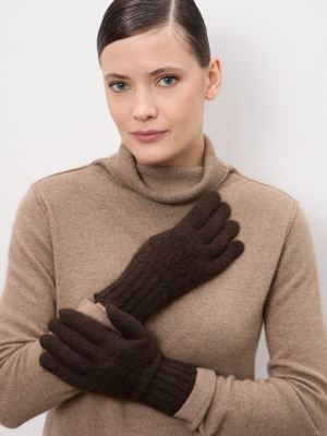 Перчатки из пуха яка UL темно-коричневые