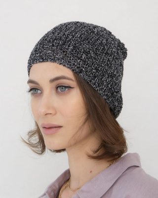 Шапка из льна ГУ11 черно-белая