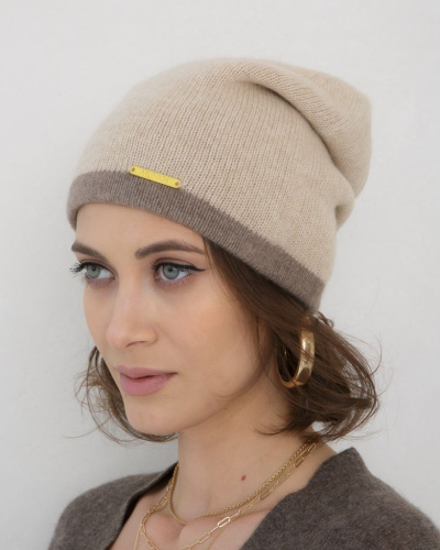 Шапка из кашемира 04186 бежевая