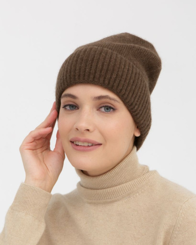 Шапка из пуха яка 04227 коричневая